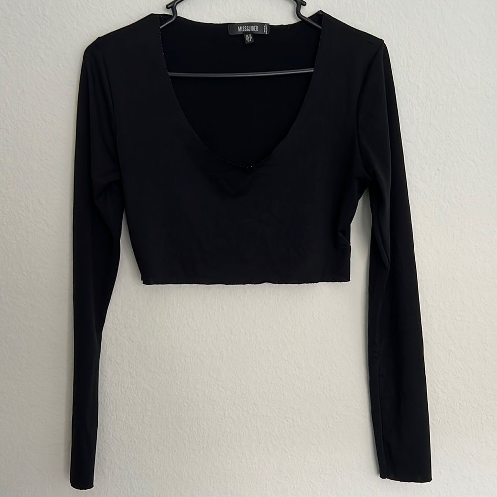 Misguided long sleeve crop top
